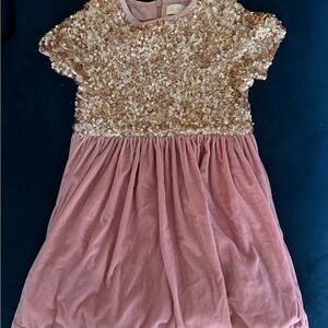 Mini Boden Rose Pink Dress with Gold Sequin Bodice